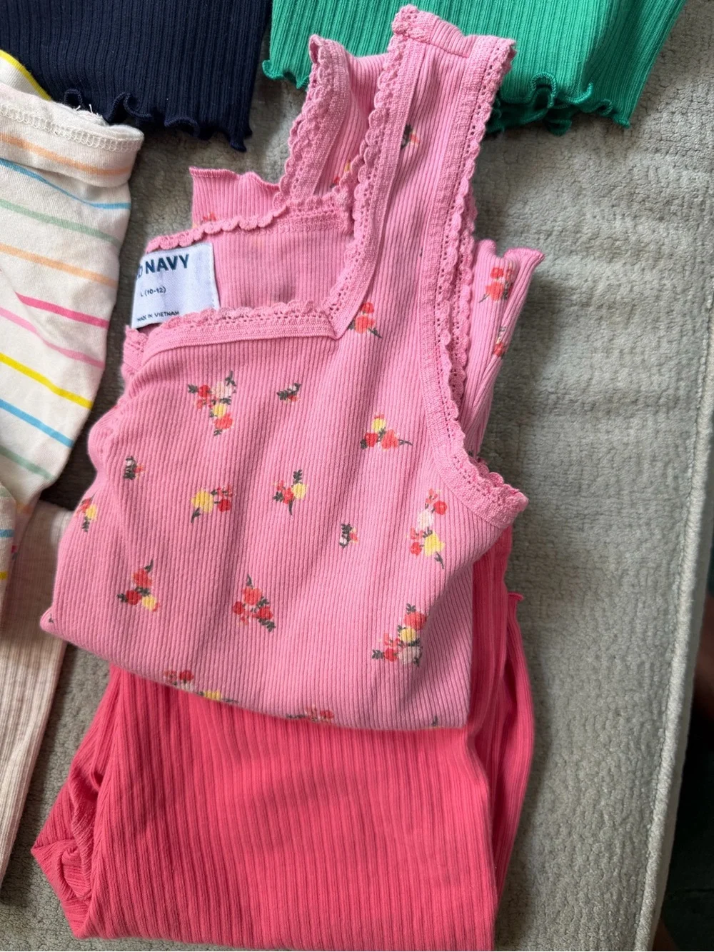 Old navy  Tank Tops - Pink, Green, White, Navy with matching biker shorts